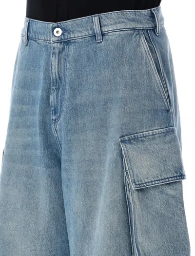 Jw Anderson Cargo Bermuda Shorts In Light Blue Denim In Blue