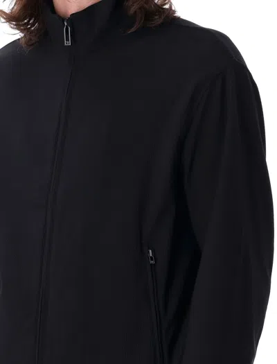 Emporio Armani Canneté-effect Stretch Nylon Full-zip Blouson In Black
