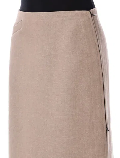 Fendi Straight-cut Midi Skirt In Neutral