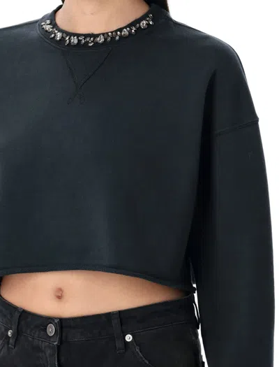 Golden Goose Embellished Cropped Sweatshirt In Black