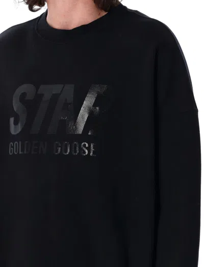 Golden Goose Men Black Sweatshirt With Logo Printed On The Front In Cotton Man In Black