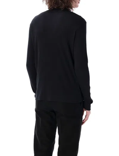 Tom Ford Black Cotton And Modal Ribbed Henley In Black
