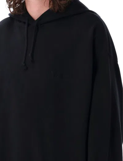 Y-3 Black Graphic Print Hoodie With Spacious Hood In Black