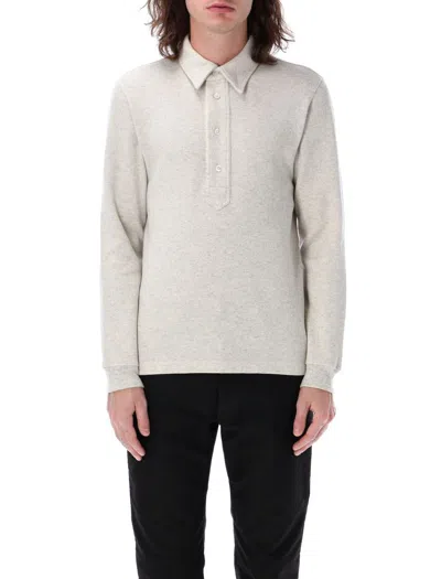 Tom Ford Cotton Blend Rugby Polo In Gray