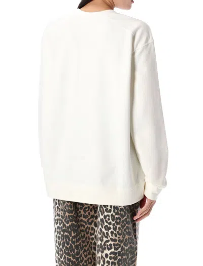 Ganni Off-white Isoli Kittens Drop Shoulder Sweatshirt In White