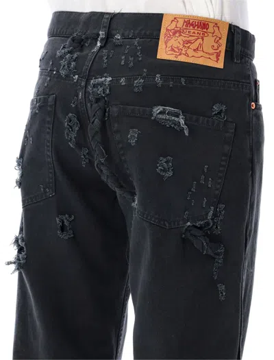 Magliano Braided Back Distressed Denim In Black