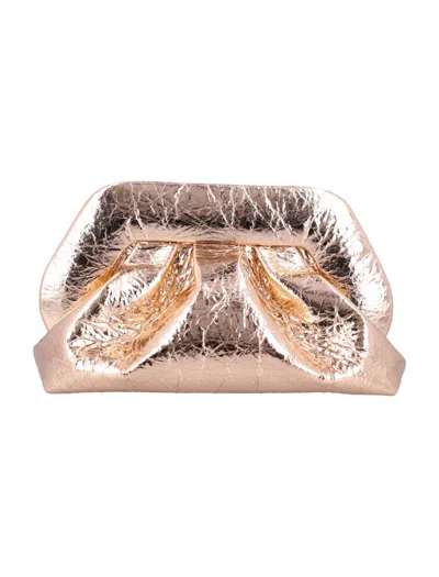 Themoirè Rose Gold Gea Clutch In Gold