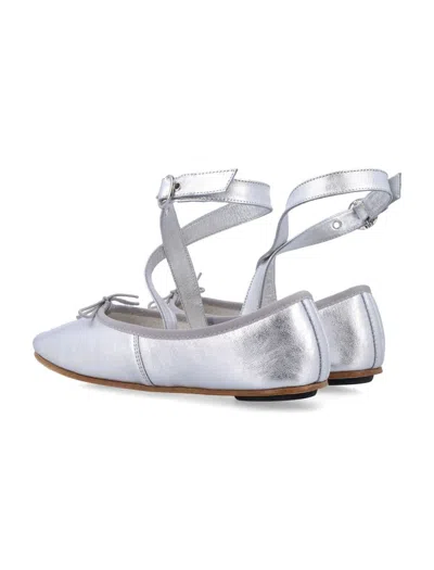 Repetto Sophia Belt Ballet Flats In Silver