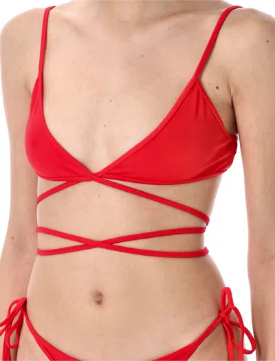 Attico Lycra Triangle Bikini In Red