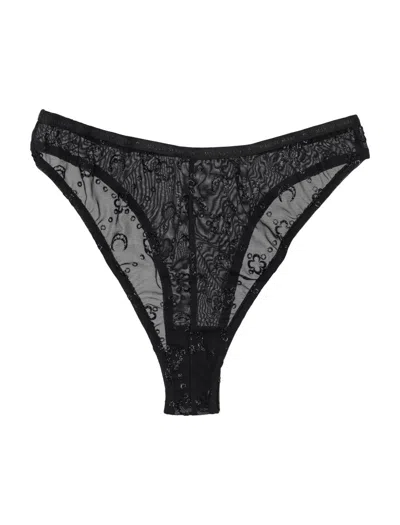 Marine Serre Flocked Mesh Brief Glitter In Black