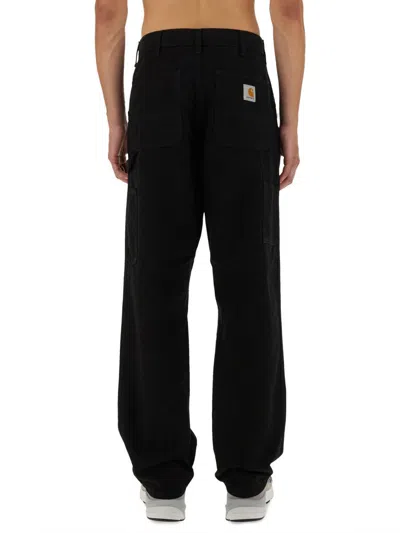 Carhartt Trousers Knee Single Organic Cotton In Black