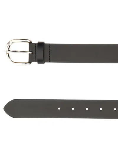 Isabel Marant Minimalist Smooth Finish Leather Belt With Silver Buckle In Black
