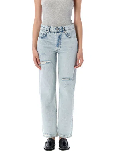 Anine Bing Kate Straight-leg Bleached Blue Jeans