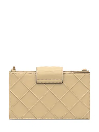 Tory Burch Fleming Mini Chain Wallet Crossbody Bags Beige In Nude