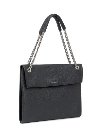 Orciani Medium Venus Soft Chain-strap Leather Shoulder Bag In Black