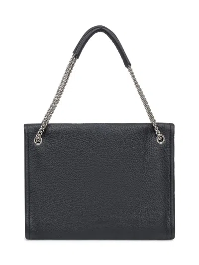 Orciani Medium Venus Soft Chain-strap Leather Shoulder Bag In Black