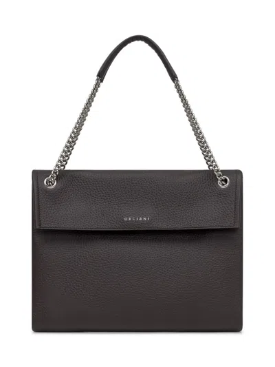 Orciani Chain-strap Leather Shoulder Bag In Brown