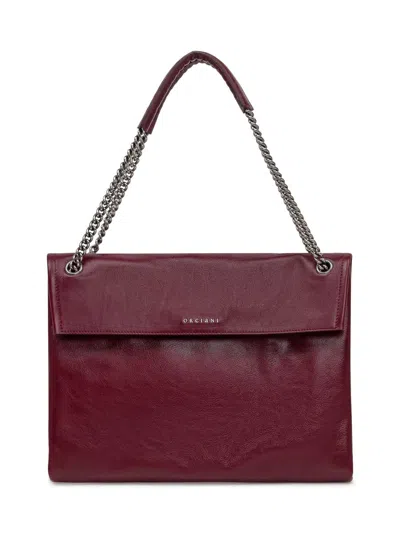 Orciani Midi Venus Gotham Leather Chain-strap Shoulder Bag In Red