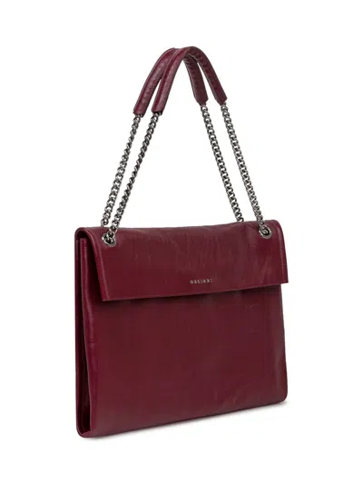 Orciani Midi Venus Gotham Leather Chain-strap Shoulder Bag In Red