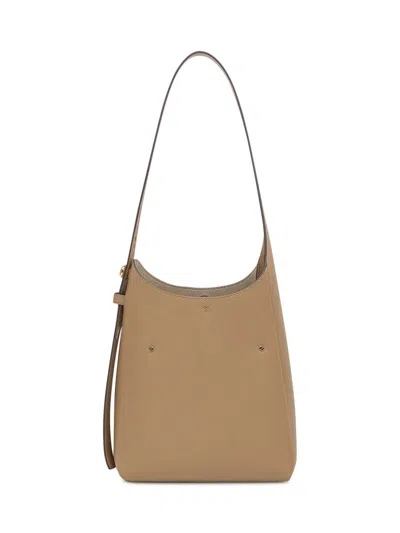 Tory Burch Light Brown Leather Hobo Romy Small Shoulder Bag In Neutral