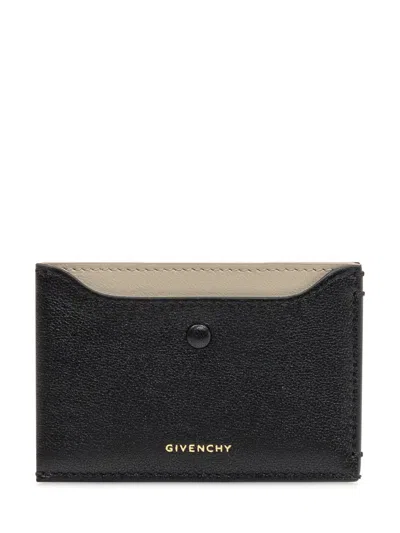 Givenchy Textured Leather Cardholder With Smooth Top In Black