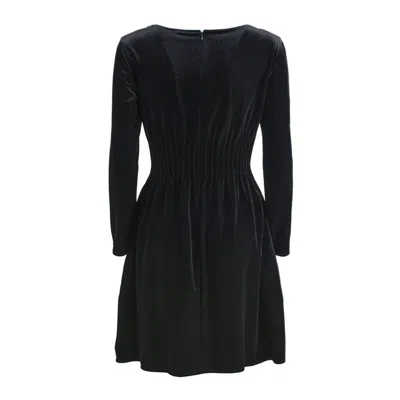 Emporio Armani Flared Chenille Dress With Ribbing In Black