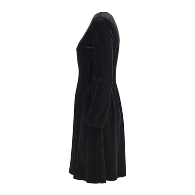 Emporio Armani Flared Chenille Dress With Ribbing In Black