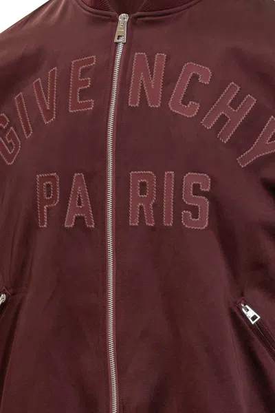 Givenchy Bordeaux Bomber Jacket With Embroidered  Logo In Red