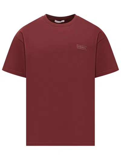 Givenchy Logo Crewneck T-shirt With Short Sleeves In Burgundy