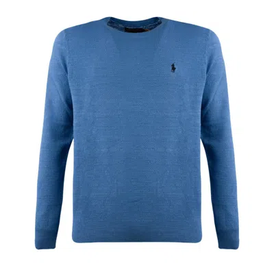 Ralph Lauren Air Force Blue Cotton-linen Blend Crew Neck Sweater In Blue