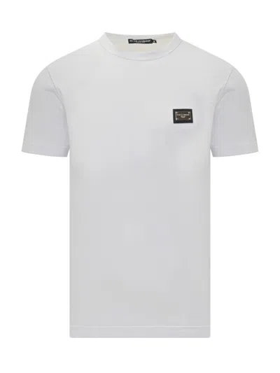 Dolce & Gabbana Dolce&gabbana White Crewneck T Shirt With Logo Plaque In White