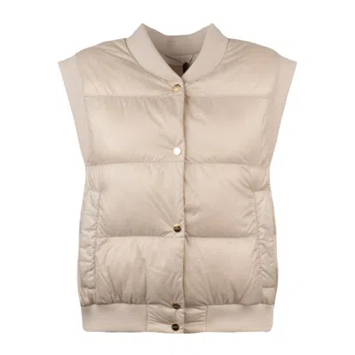 Max Mara Drip-proof Technical Canvas Crop Vest Sand In Neutral