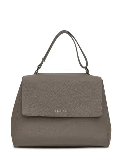 Orciani Medium Sveva Soft Pebble-grain Tote Bag In Gray