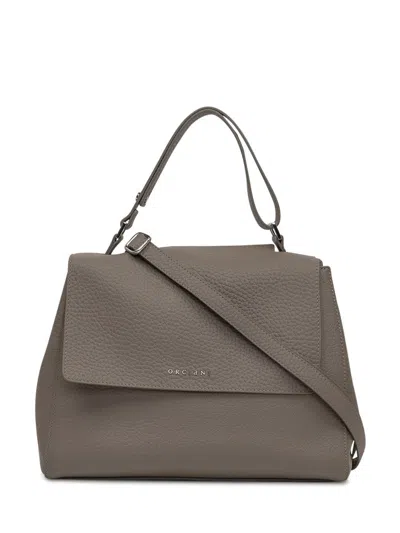 Orciani Medium Sveva Soft Pebble-grain Tote Bag In Gray