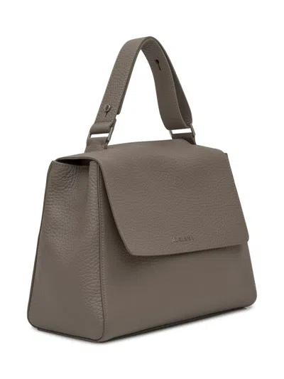Orciani Medium Sveva Soft Pebble-grain Tote Bag In Gray