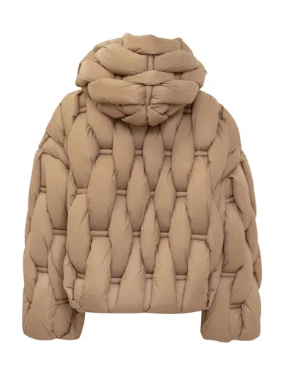 Raxxy Quilted Down Jacket With Hood In Neutral