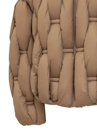 Raxxy Quilted Down Jacket With Hood In Neutral