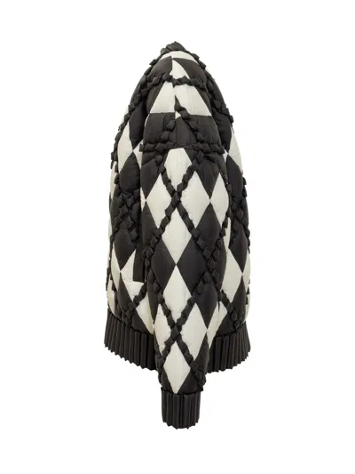 Raxxy Two-tone Quilted Jacket With Pattern In Black
