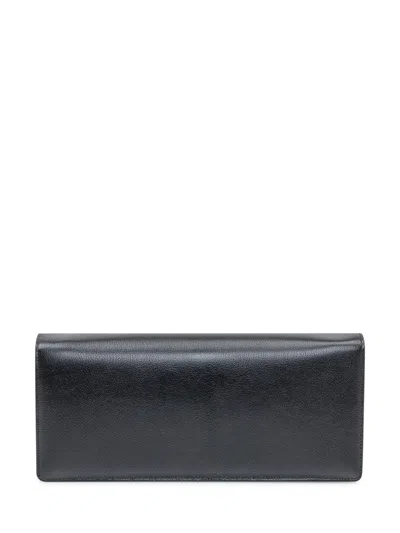 Tom Ford Black Leather Clutch With Metallic Closure In Black