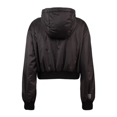Max Mara Hooded Bomber Jacket In Water-resistant Canvas In Black