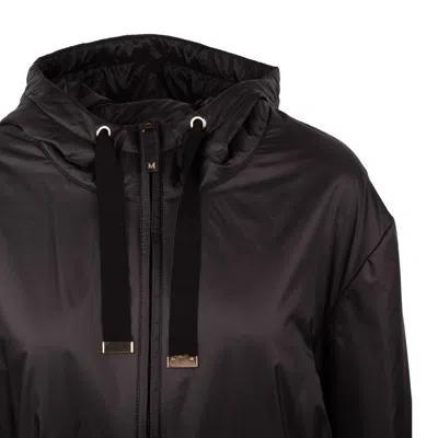 Max Mara Hooded Bomber Jacket In Water-resistant Canvas In Black