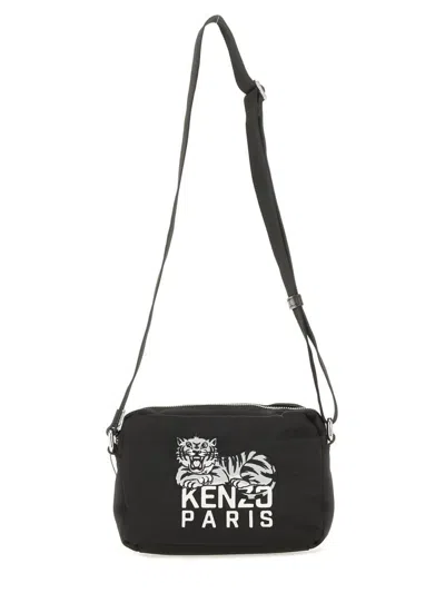 Kenzo Stylish Messenger Bag Embroidered Design In Black