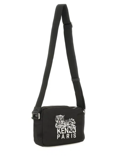 Kenzo Stylish Messenger Bag Embroidered Design In Black