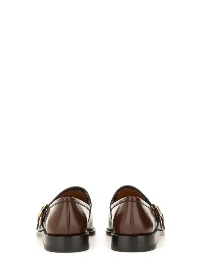 Marni Leather Loafers With Stitched Detailing And Shape In Brown