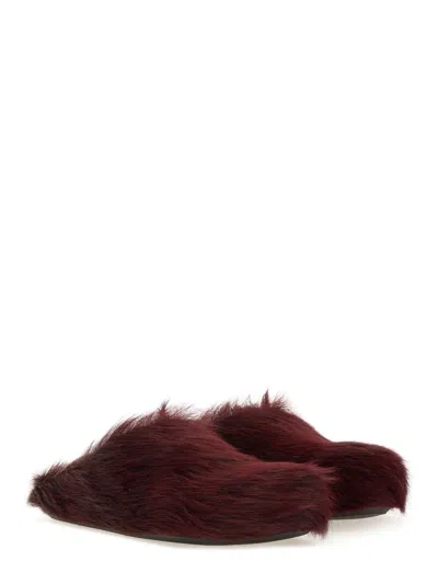 Marni Dark Red Leather Sandals In Burgundy