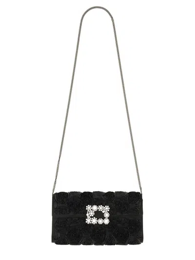 Roger Vivier "efflorescence" Clutch Bag In Black