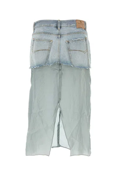 Balenciaga Women Denim Skirt In Blue