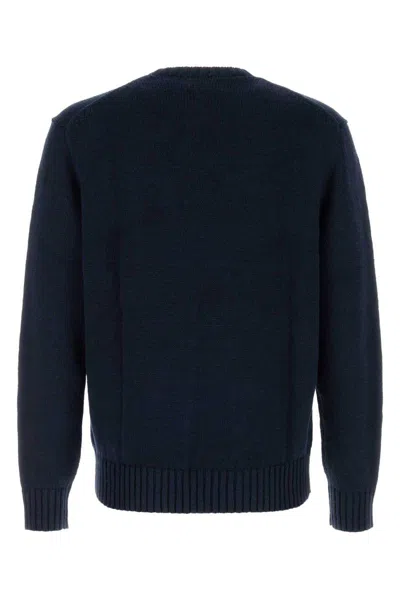 Polo Ralph Lauren Blue Sweater With Logo Embroidery On The Front And Logo Lettering On The Front In Cotton And Linen B In Blue
