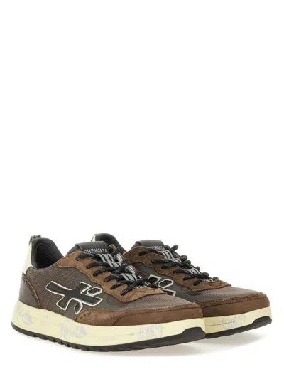 Premiata Stylish Sneakers With Contrast Sole And Padded Collar In Multi