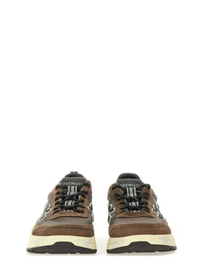 Premiata Stylish Sneakers With Contrast Sole And Padded Collar In Multi